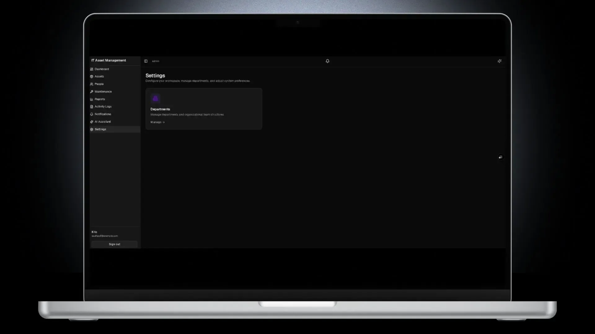 IT Asset Management System — Creates department of employees.