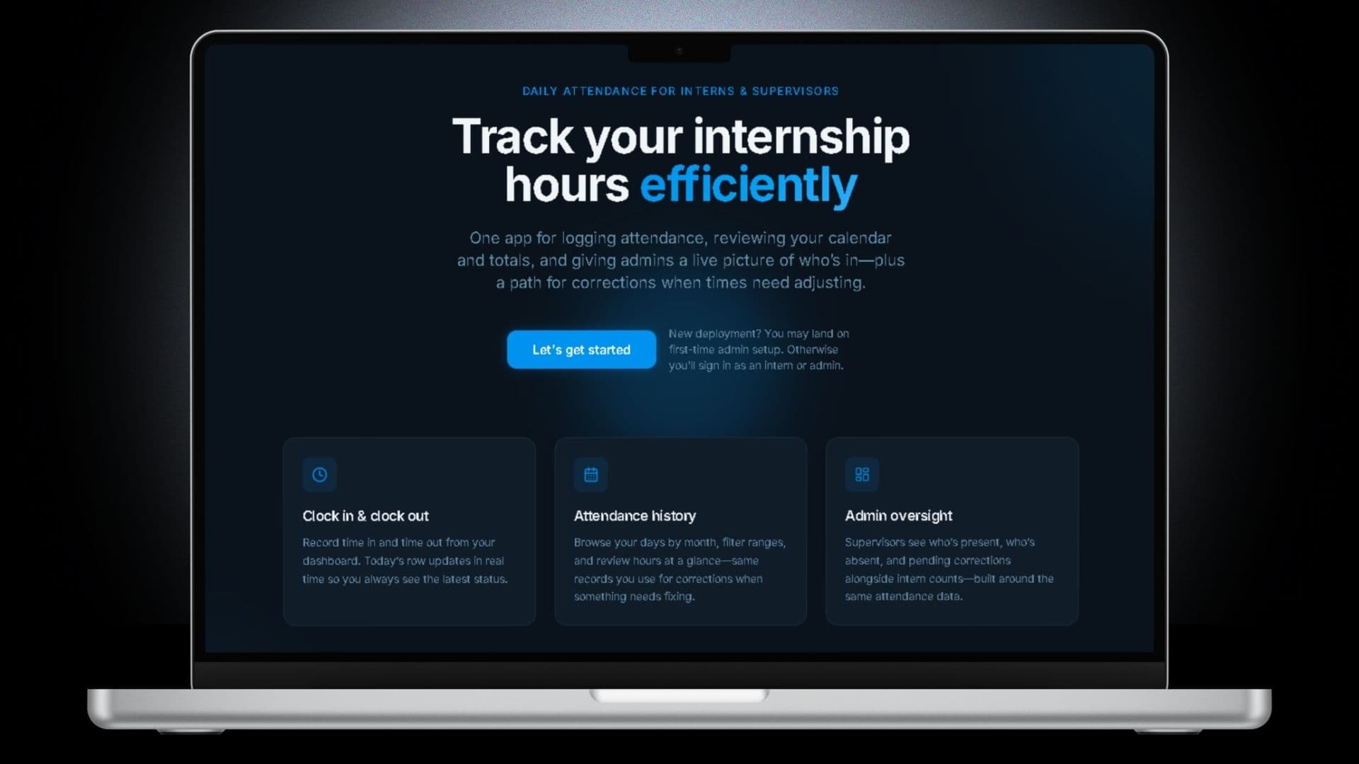 MVP Intern Attendance Management System — Hero Page